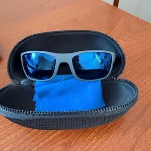 Costa Black Frame Sunglasses with Blue Lenses